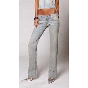 Revice Y2K Low Rise Denim Starlight Skinny Jeans 25 Light Wash Retro Grunge